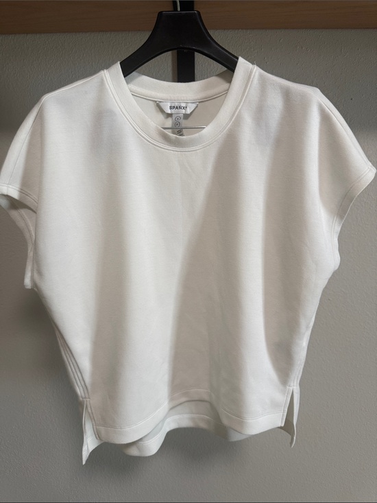 SPANX Tops - Spanx Womens Air Essentials White Blouse Tunic Tank cap Crew Neck Athletic
